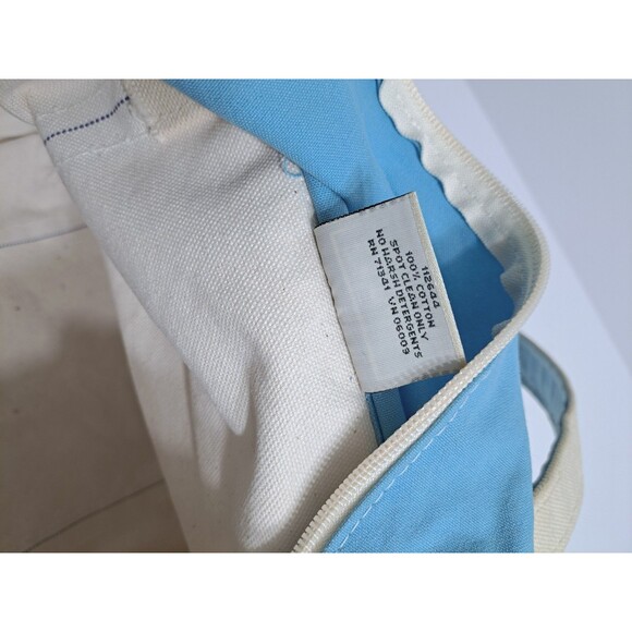 Vintage LL BEAN Boat Tote Aqua Teal Canvas Heavy Duty Bag 14x11x7 C Logo Zipper - Picture 10 of 10